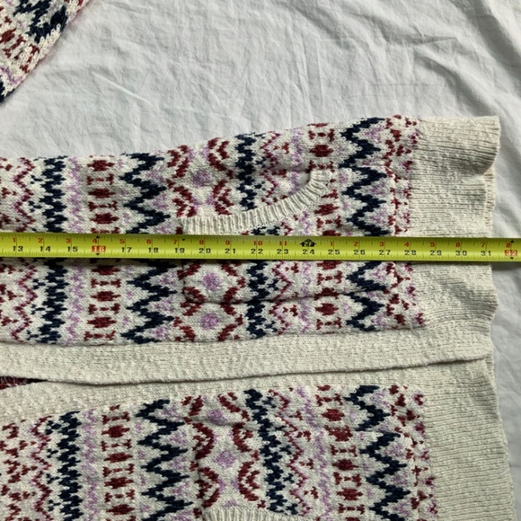 L.L. Bean Cream and Multicolor Patterned Cardigan - Picture 2 of 8